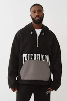 FLEECE HALF-ZIP HOODIE, image 1