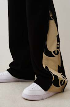 PANTALON EN MOLLETON AMPLE &Agrave; FERMETURES &Eacute;CLAIR