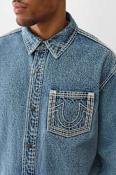 STRAIGHT HEM SUPER QT DENIM SHIRT, image 2