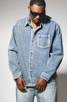 STRAIGHT HEM SUPER QT DENIM SHIRT, image 1