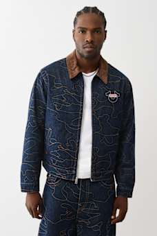 ALLOVER EMBROIDERED STITCH OVERSIZED DENIM JACKET, image 1