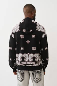 KNITTED BANDANA PRINT HOODIE, image 2