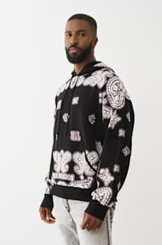 KNITTED BANDANA PRINT HOODIE, image 3