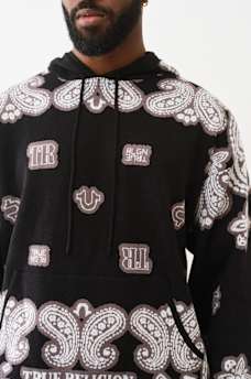 KNITTED BANDANA PRINT HOODIE, image 4