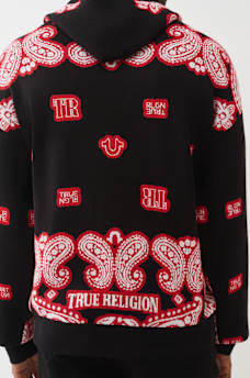 KNITTED BANDANA PRINT HOODIE, image 2