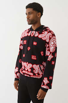 KNITTED BANDANA PRINT HOODIE, image 3
