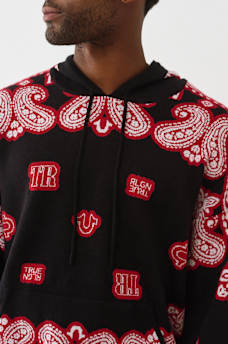 KNITTED BANDANA PRINT HOODIE, image 4