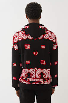KNITTED BANDANA PRINT HOODIE, image 5