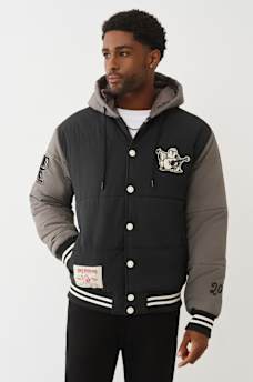 HOODED PUFFER VARSITY JACKET, image 2