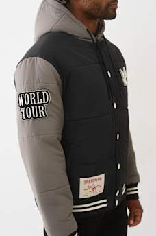HOODED PUFFER VARSITY JACKET, image 3