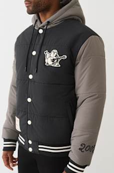 HOODED PUFFER VARSITY JACKET, image 4