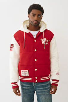 HOODED PUFFER VARSITY JACKET, image 2