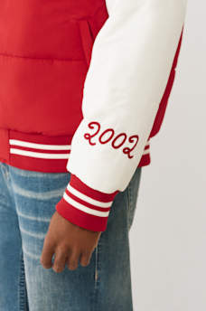 HOODED PUFFER VARSITY JACKET, image 5