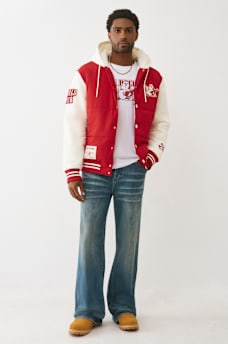 HOODED PUFFER VARSITY JACKET, image 7