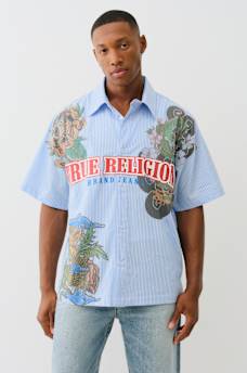 TATTOO STRIPED POPLIN SHIRT, image 1