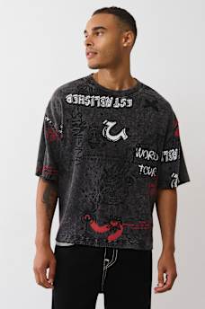 BOXY KNIT GRAFFITI GRAPHIC TOP, image 1