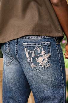 VINNY EMBROIDERED BUDDHA POCKET ULTRA BAGGY JEAN, image 1