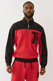 COLOR BLOCKED QUARTER ZIP PULLOVER, image 1