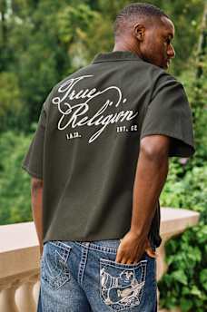 DOUBLE POCKET ZIP UP CAMP SHIRT, image 1