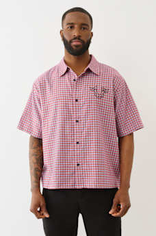 BOXY GRID STRIPE SPORT SHIRT, image 2