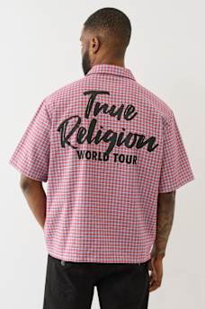 BOXY GRID STRIPE SPORT SHIRT, image 1