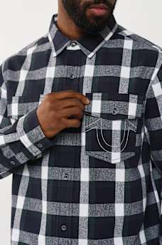 ARCHED LOGO PLAID FLANNEL SHIRT, image 4