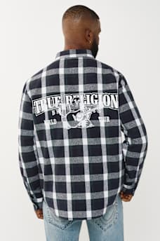 ARCHED LOGO PLAID FLANNEL SHIRT, image 1