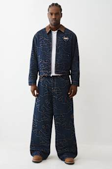 MIKEY ALLOVER EMBROIDERED STITCH BAGGY AF JEAN 32", image 7