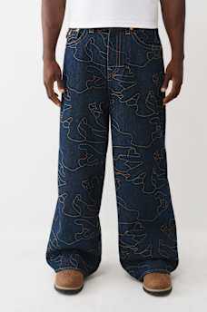 MIKEY ALLOVER EMBROIDERED STITCH BAGGY AF JEAN 32", image 1