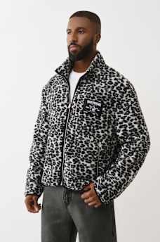 LEOPARD MOCKNECK SHERPA JACKET, image 3