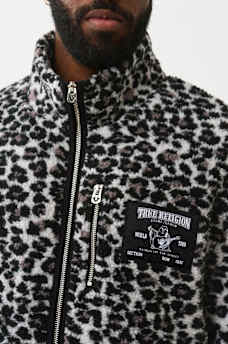 LEOPARD MOCKNECK SHERPA JACKET, image 4