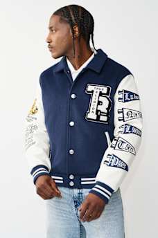 CHAQUETA UNIVERSITARIA DE LANA CON UN ESCUDO, image 1