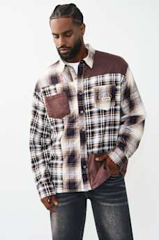 PRINTED LONG SLEEVE FLANNEL SHIRT, image 1