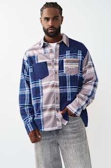 CAMISA DE FRANELA DE MANGA LARGA CON ESTAMPADO &Iacute;NDIGO, image 1