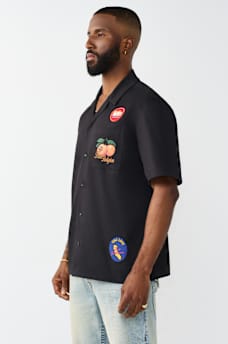 CAMISA BORDADA DE SARGA CON CUELLO DE CAMPANA, image 3