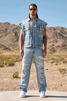 BOBBY DESTROYED FLAP BAGGY JEAN 32", image 1