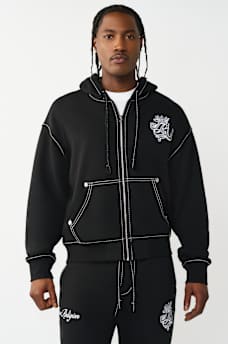 LOGO CREST BIG T BOXY ZIP HOODIE, image 2