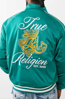 LOGO CREST SATIN RETRO BOMBER JACKET, image 1