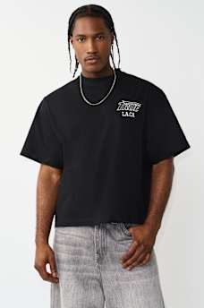 PRINT MESH STACKED LOGO HEAVYWEIGHT BOXY TEE, image 2