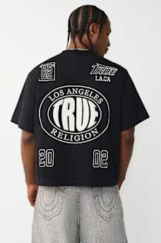 PRINT MESH STACKED LOGO HEAVYWEIGHT BOXY TEE, image 1