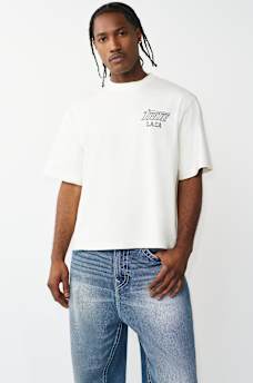 PRINT MESH STACKED LOGO HEAVYWEIGHT BOXY TEE, image 2