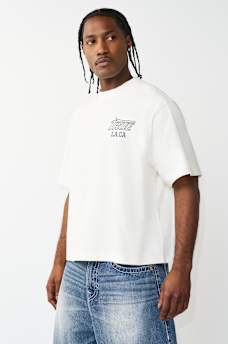 PRINT MESH STACKED LOGO HEAVYWEIGHT BOXY TEE, image 3