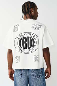 PRINT MESH STACKED LOGO HEAVYWEIGHT BOXY TEE, image 1