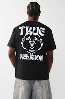 WAVY LOGO BUDDHA FACE GRAPHIC TEE, image 5