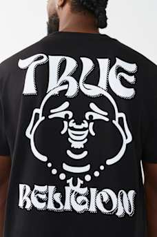 WAVY LOGO BUDDHA FACE GRAPHIC TEE, image 1