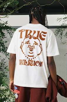 WAVY LOGO BUDDHA FACE GRAPHIC TEE, image 1
