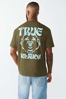 WAVY LOGO BUDDHA FACE GRAPHIC TEE, image 5