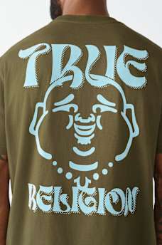 WAVY LOGO BUDDHA FACE GRAPHIC TEE, image 1