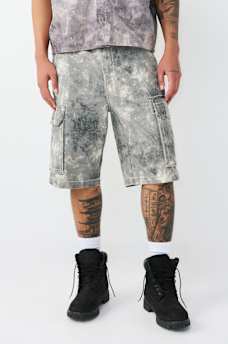 VINNY BIG T TIE-DYE CAMO ULTRA BAGGY CARGO SHORT, image 2