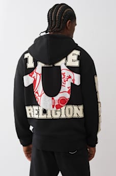 SUDADERA DE FELPA CON CAPUCHA, CIERRE Y APLIQUE, image 1